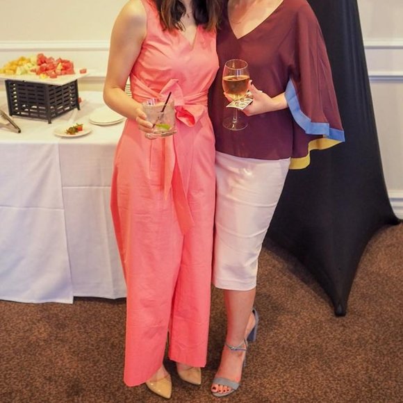 J, Crew Wrap Tie Jumpsuit in Bright Coral - Picture 6 of 11